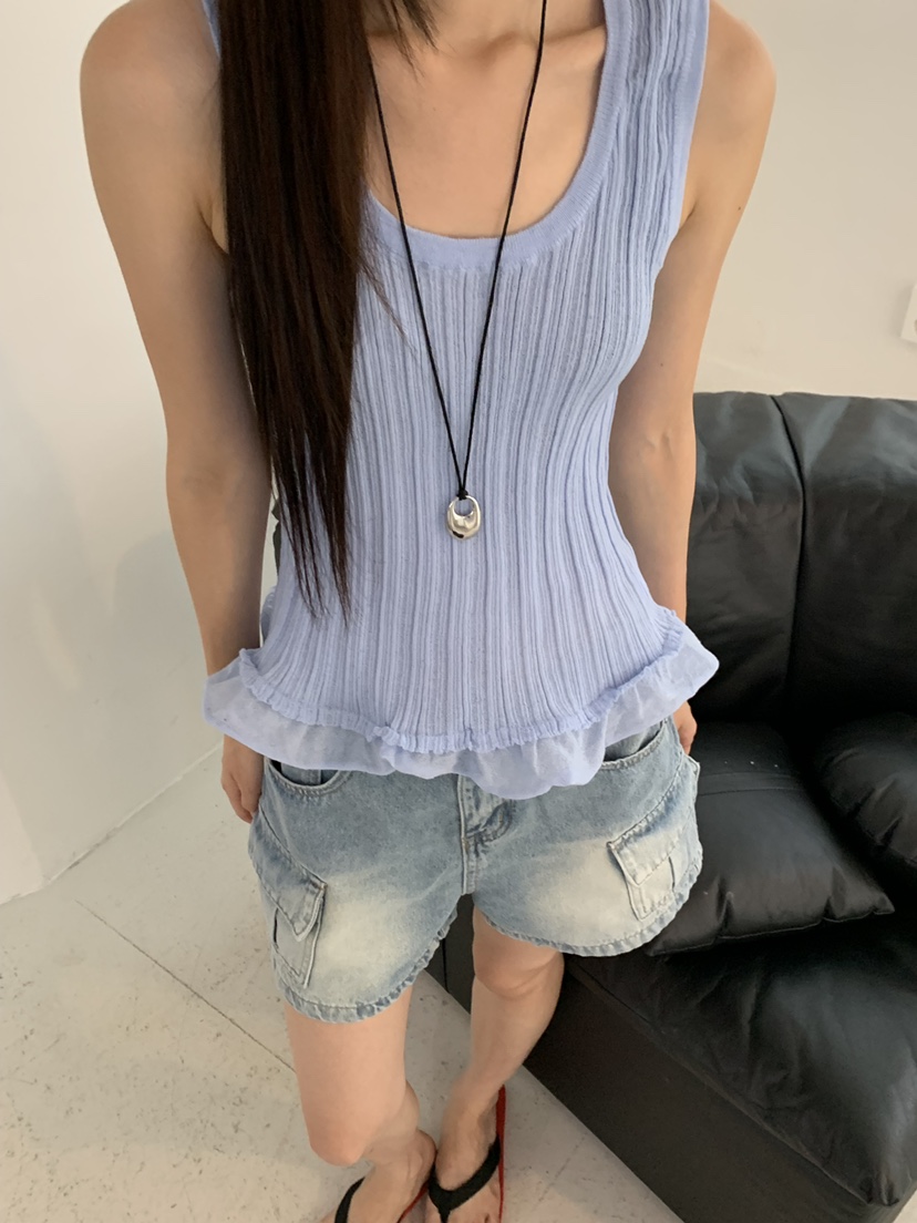 RIVER RAIN韓國代購女裝新品職業休閑吊帶背心無袖針織衫RIVER RAIN吊帶/背心