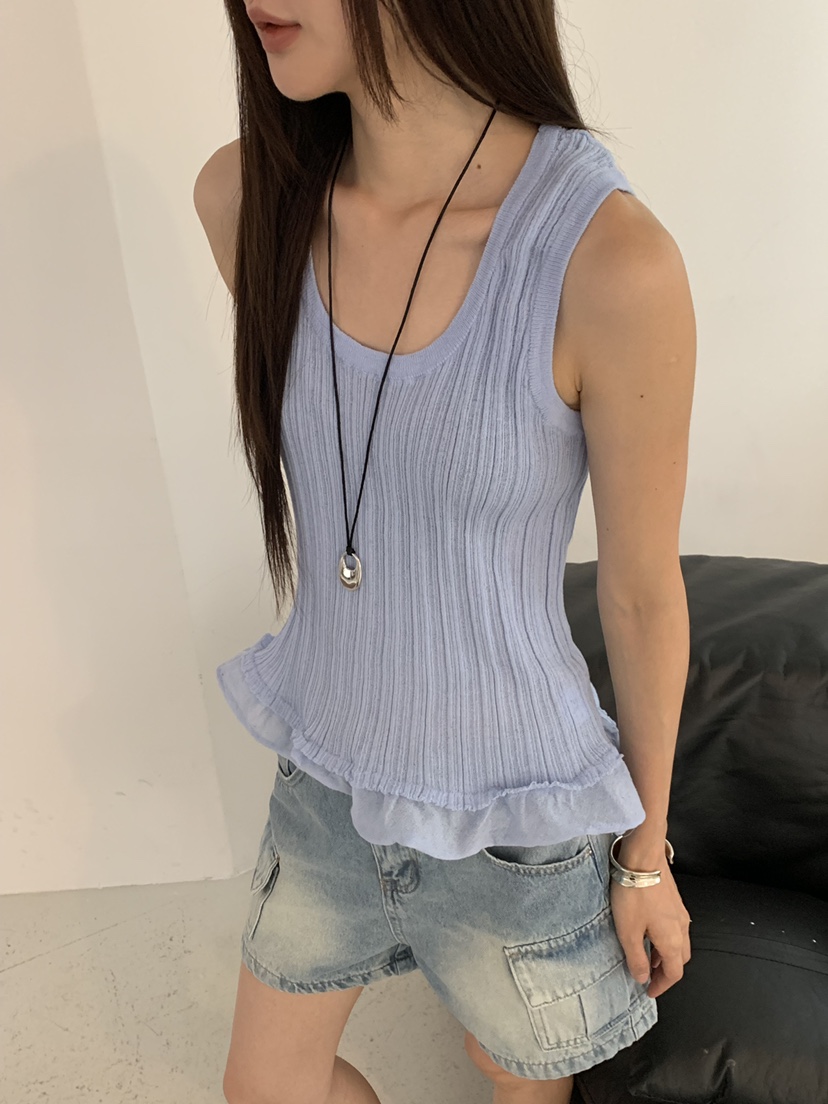 RIVER RAIN韓國代購女裝新品職業休閑吊帶背心無袖針織衫RIVER RAIN吊帶/背心