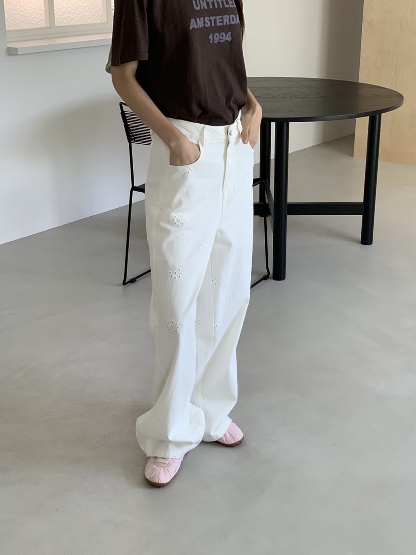 RIVER RAIN東大門實拍韓國女士新品26春夏休閑褲蕾絲鏤空RIVER RAIN休閑褲