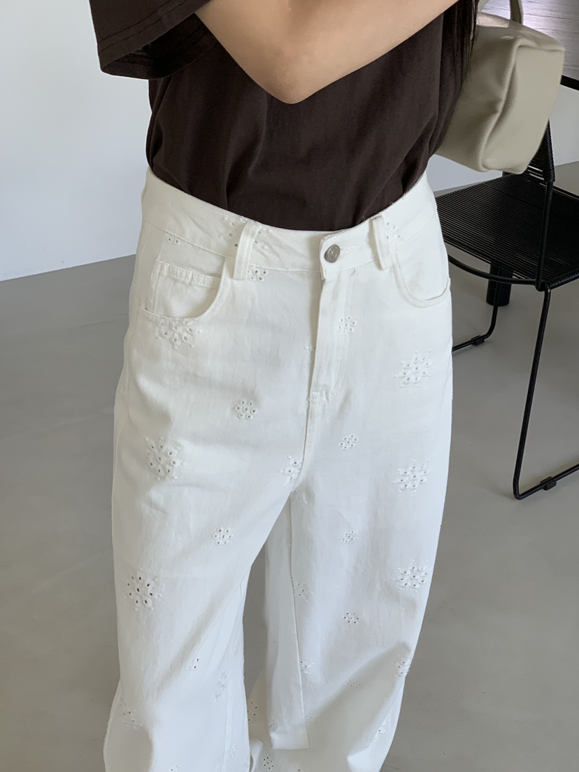 RIVER RAIN東大門實拍韓國女士新品26春夏休閑褲蕾絲鏤空RIVER RAIN休閑褲