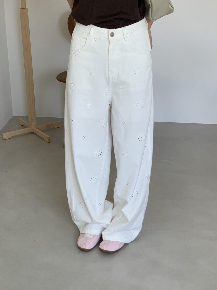 RIVER RAIN東大門實拍韓國女士新品26春夏休閑褲蕾絲鏤空RIVER RAIN休閑褲