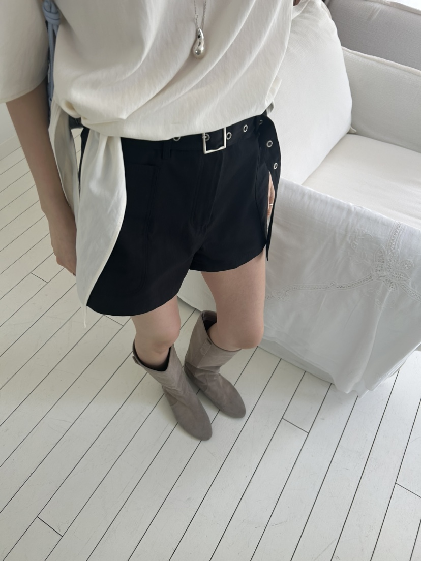 ME MO東大門實拍韓國女士新款職業26夏季短褲含腰帶鏤空ME MO短褲