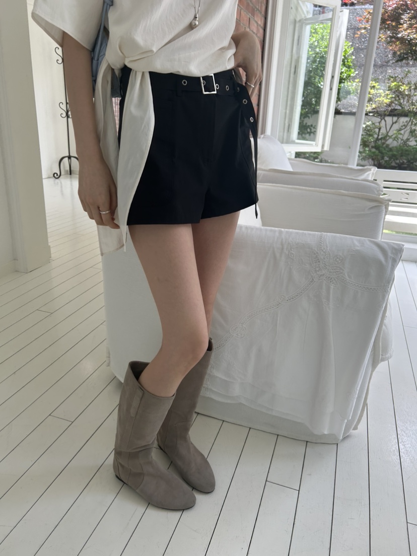 ME MO東大門實拍韓國女士新款職業26夏季短褲含腰帶鏤空ME MO短褲