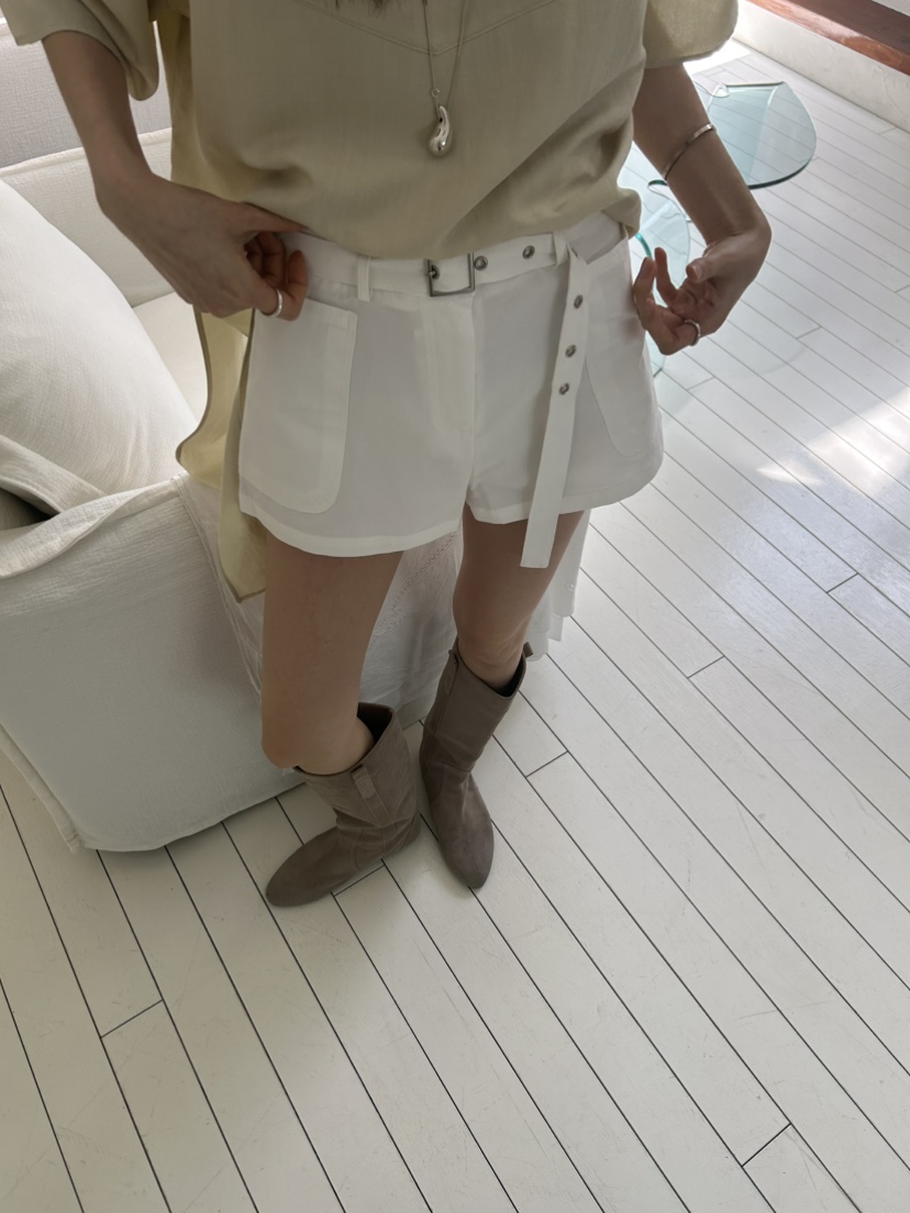 ME MO東大門實拍韓國女士新款職業26夏季短褲含腰帶鏤空ME MO短褲