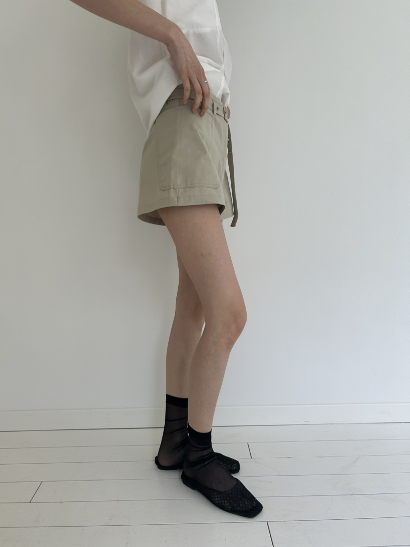 ME MO東大門實拍韓國女士新款職業26夏季短褲含腰帶鏤空ME MO短褲