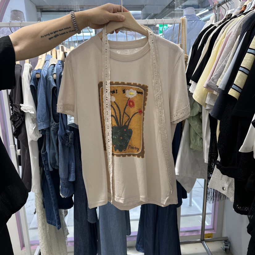 JH.STUDIO-Q韓國東大門直郵女士新款推薦T恤不含圍巾蕾絲JH.STUDIO-QT恤圖色3