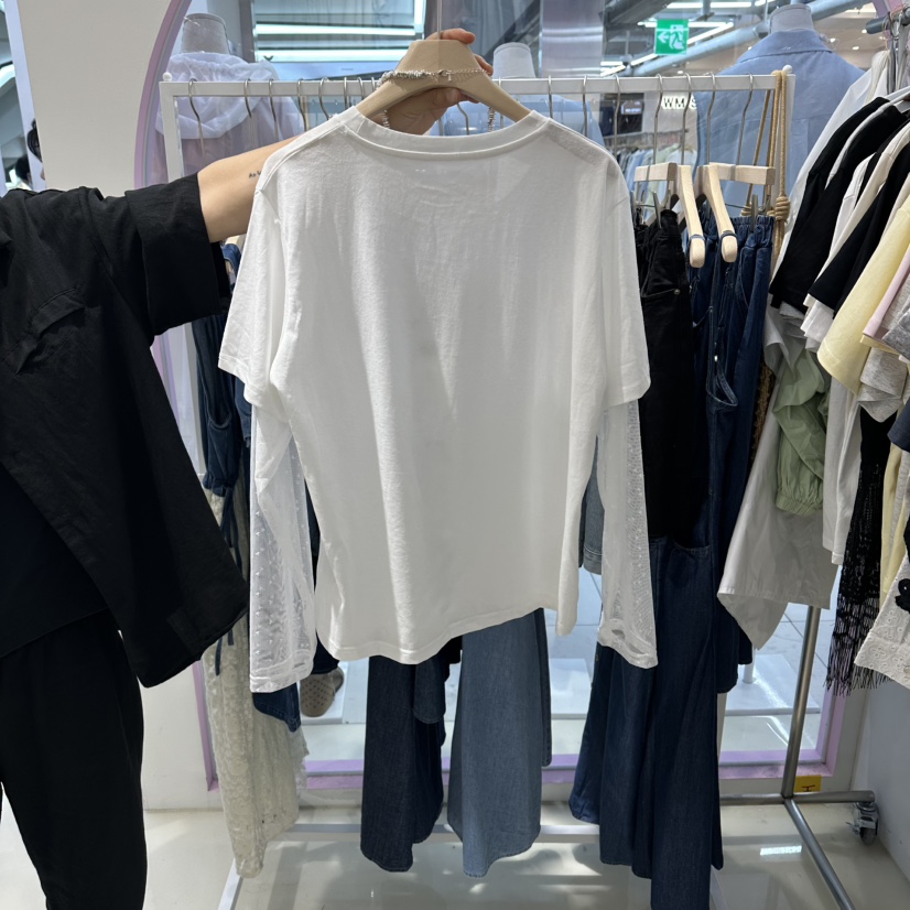 JH.STUDIO-Q韓國直郵女裝新品時尚長袖T恤不含項鏈假兩件狗狗JH.STUDIO-Q長袖T恤