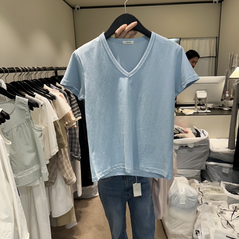RE STOCK韓國代購女士新品推薦時尚熱賣人氣休閑職業T恤RE STOCKT恤圖色3