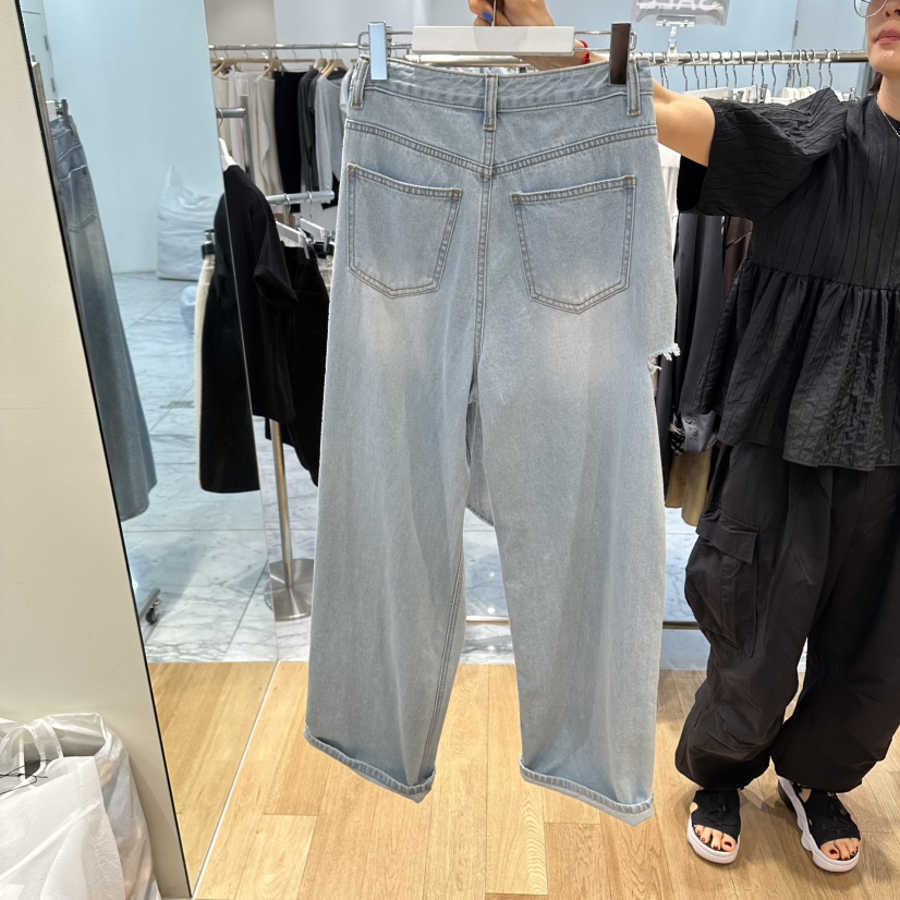 ZIPPER/STEADY韓國直郵女士新款休閑人氣職業牛仔褲破洞ZIPPER/STEADY牛仔褲