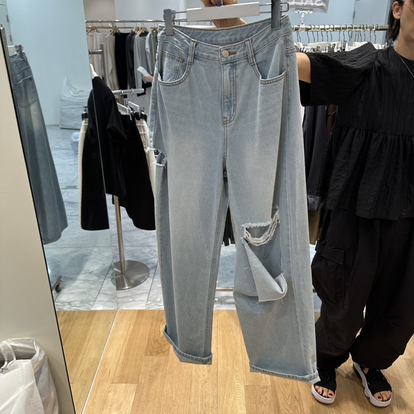ZIPPER/STEADY韓國直郵女士新款休閑人氣職業牛仔褲破洞ZIPPER/STEADY牛仔褲圖色1