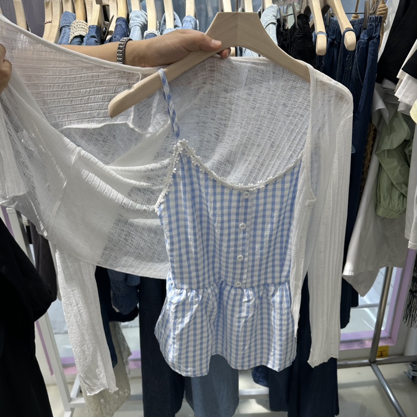 JH.STUDIO-Q韓國直郵實拍女士新款推薦職業套裝格子無袖JH.STUDIO-Q套裝