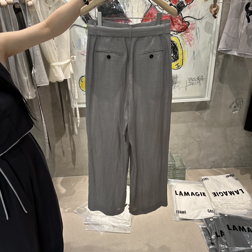 LAMAGIEPIE/LAMAGIE GREY韓國東大門代購女裝新品熱賣休閑褲含腰帶LAMAGIEPIE/LAMAGIE GREY休閑褲