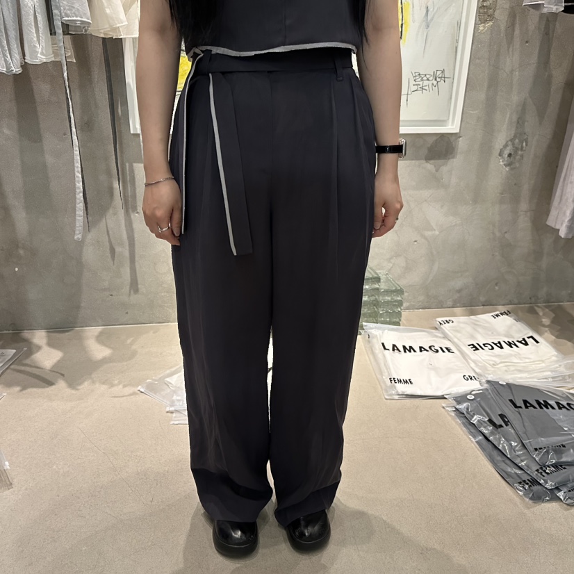 LAMAGIEPIE/LAMAGIE GREY韓國東大門代購女裝新品熱賣休閑褲含腰帶LAMAGIEPIE/LAMAGIE GREY休閑褲圖色2墨色