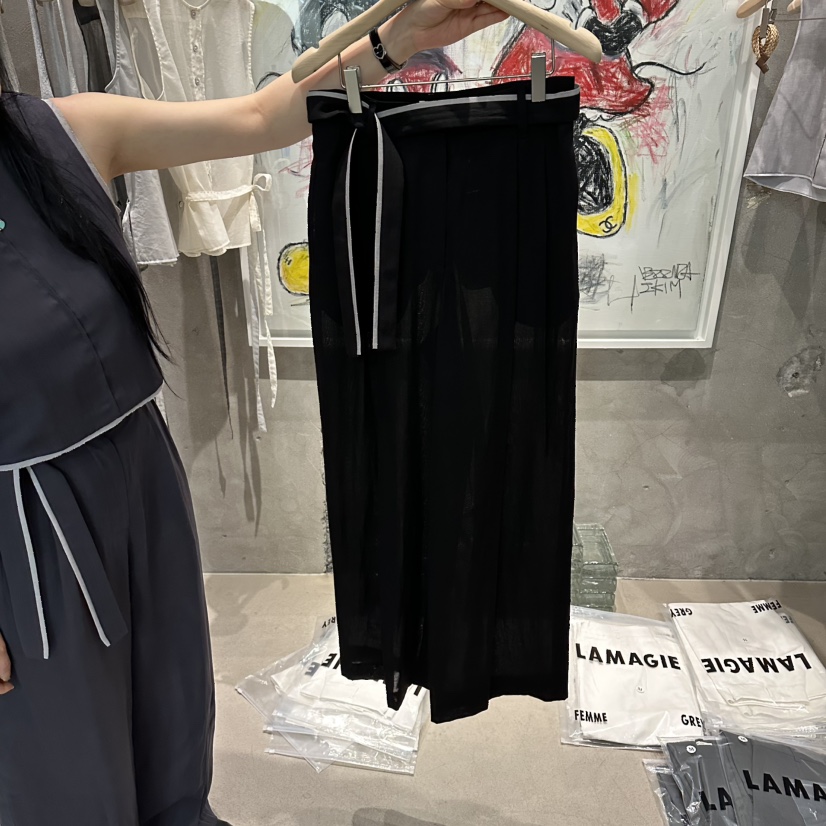 LAMAGIEPIE/LAMAGIE GREY韓國東大門代購女裝新品熱賣休閑褲含腰帶LAMAGIEPIE/LAMAGIE GREY休閑褲圖色3黑色