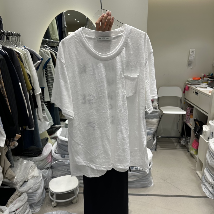 AT THE END韓國直郵女士新品推薦熱賣26春夏休閑T恤亞麻AT THE ENDT恤圖色1