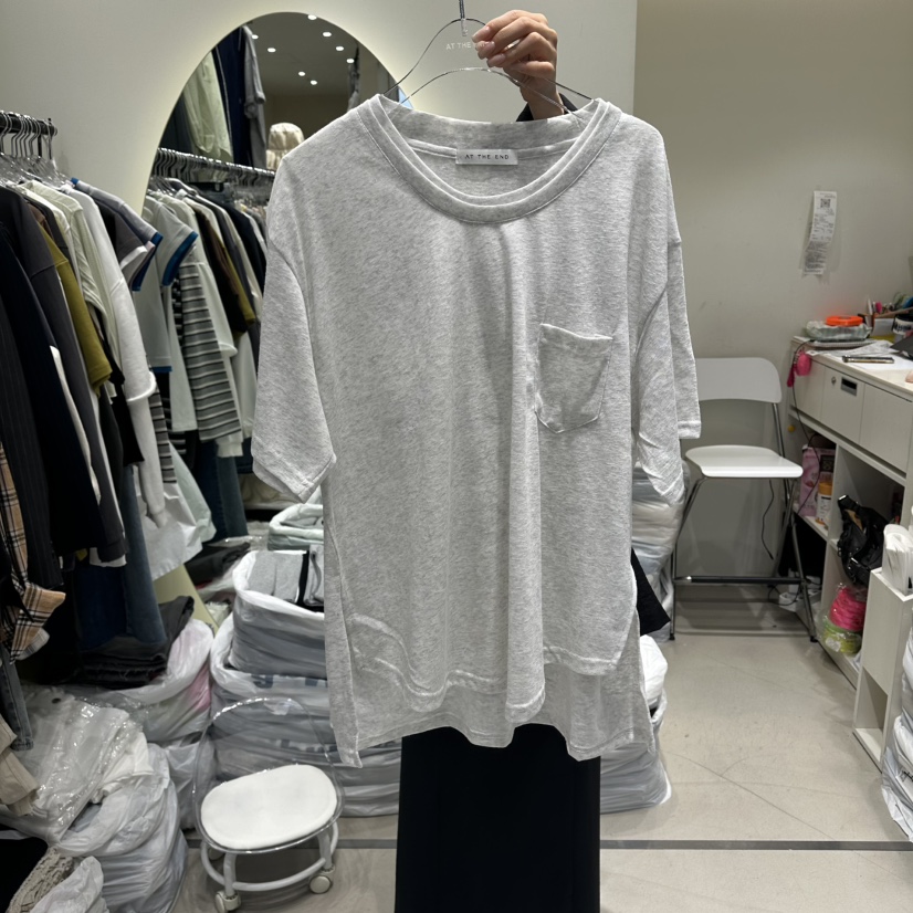 AT THE END韓國直郵女士新品推薦熱賣26春夏休閑T恤亞麻AT THE ENDT恤圖色2