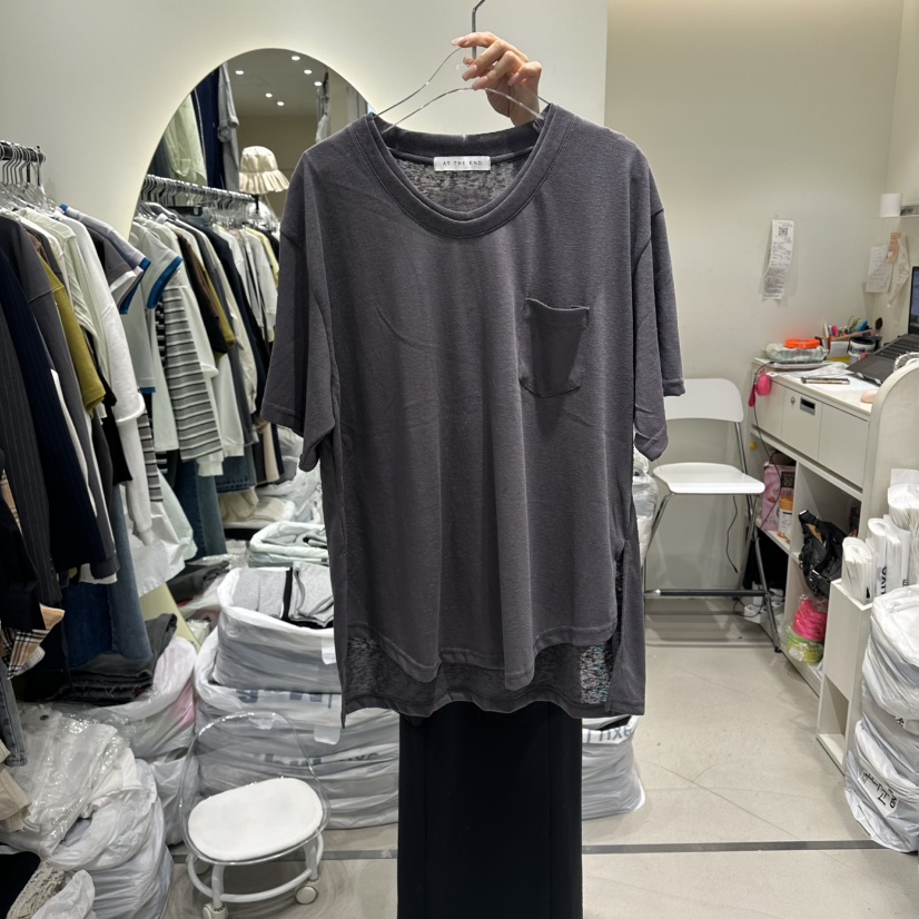AT THE END韓國直郵女士新品推薦熱賣26春夏休閑T恤亞麻AT THE ENDT恤圖色3