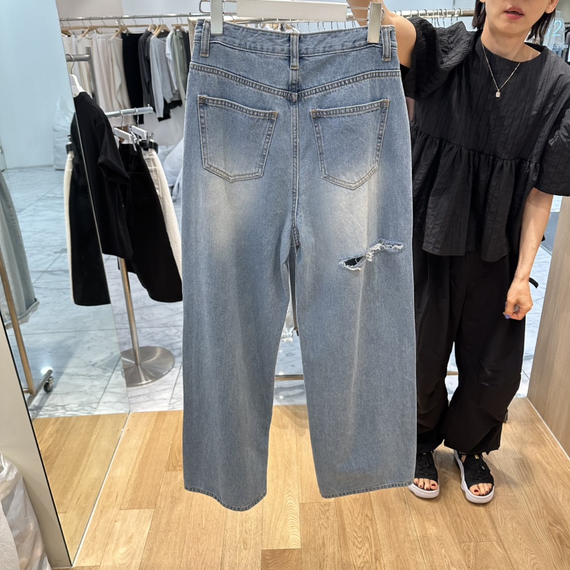 ZIPPER/STEADY東大門實拍韓國女士新款職業推薦牛仔褲破洞ZIPPER/STEADY牛仔褲