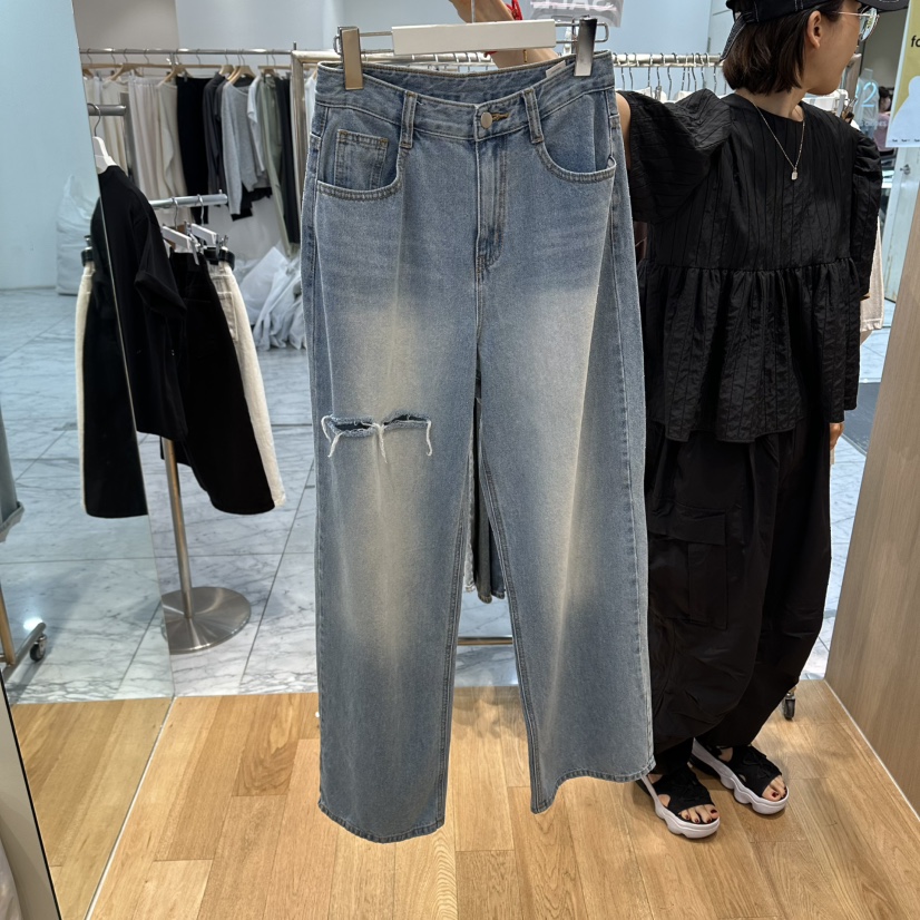 ZIPPER/STEADY東大門實拍韓國女士新款職業推薦牛仔褲破洞ZIPPER/STEADY牛仔褲圖色1
