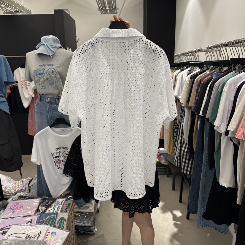 A.CES韓國代購女士新品熱賣職業推薦休閑襯衫蕾絲衫蕾絲A.CES襯衫/蕾絲衫