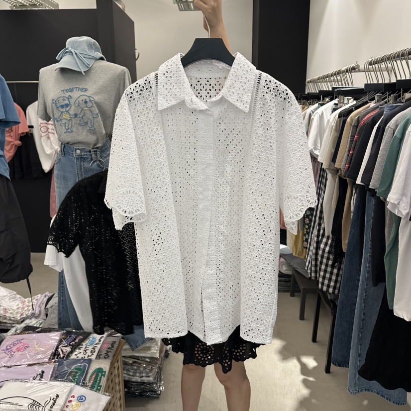 A.CES韓國代購女士新品熱賣職業推薦休閑襯衫蕾絲衫蕾絲A.CES襯衫/蕾絲衫圖色1