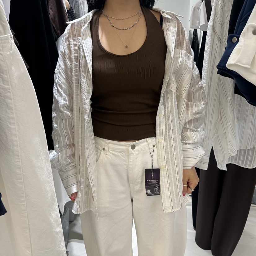 RENDER韓國直郵女士新品時尚休閑26春夏人氣襯衫蕾絲衫海軍RENDER襯衫/蕾絲衫圖色2黑色條紋