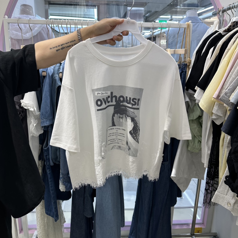 JH.STUDIO-Q韓國直郵實拍女裝新品熱賣時尚人氣T恤蕾絲JH.STUDIO-QT恤圖色1