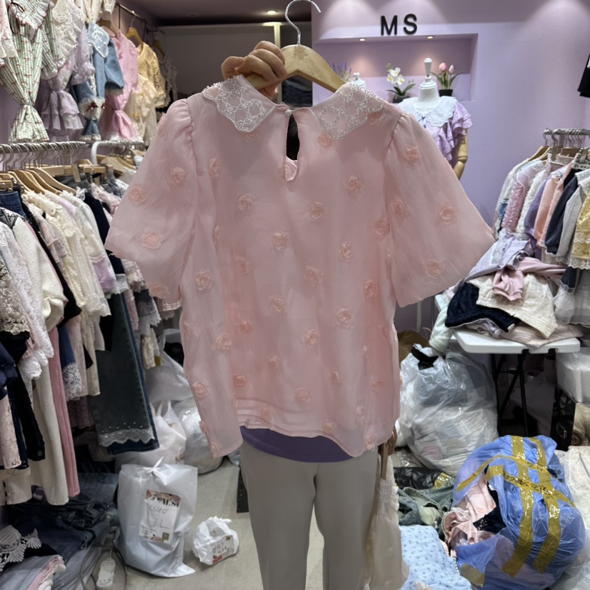 MS韓國東大門代購女裝新款時尚26春夏休閑熱賣襯衫蕾絲衫MS襯衫/蕾絲衫