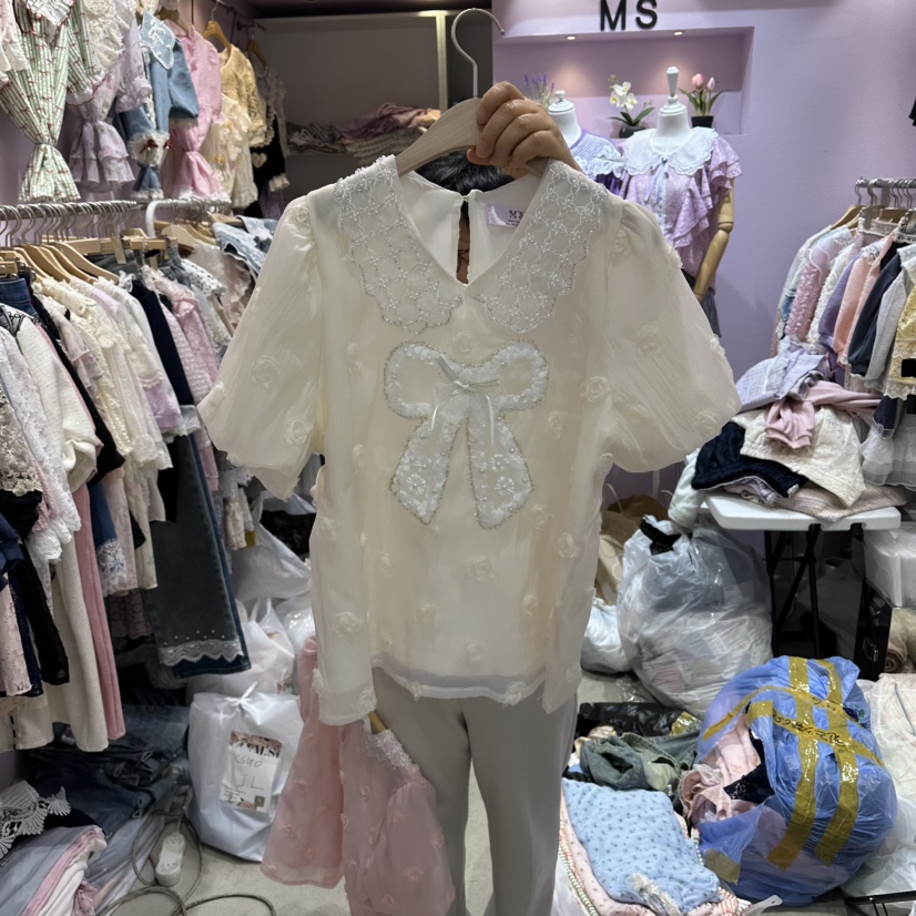 MS韓國東大門代購女裝新款時尚26春夏休閑熱賣襯衫蕾絲衫MS襯衫/蕾絲衫圖色1
