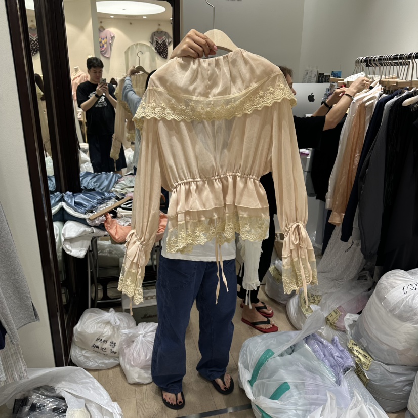 THEMORYPARK韓國直郵女士新品熱賣26春夏時尚職業襯衫蕾絲衫THE MORY PARK襯衫/蕾絲衫