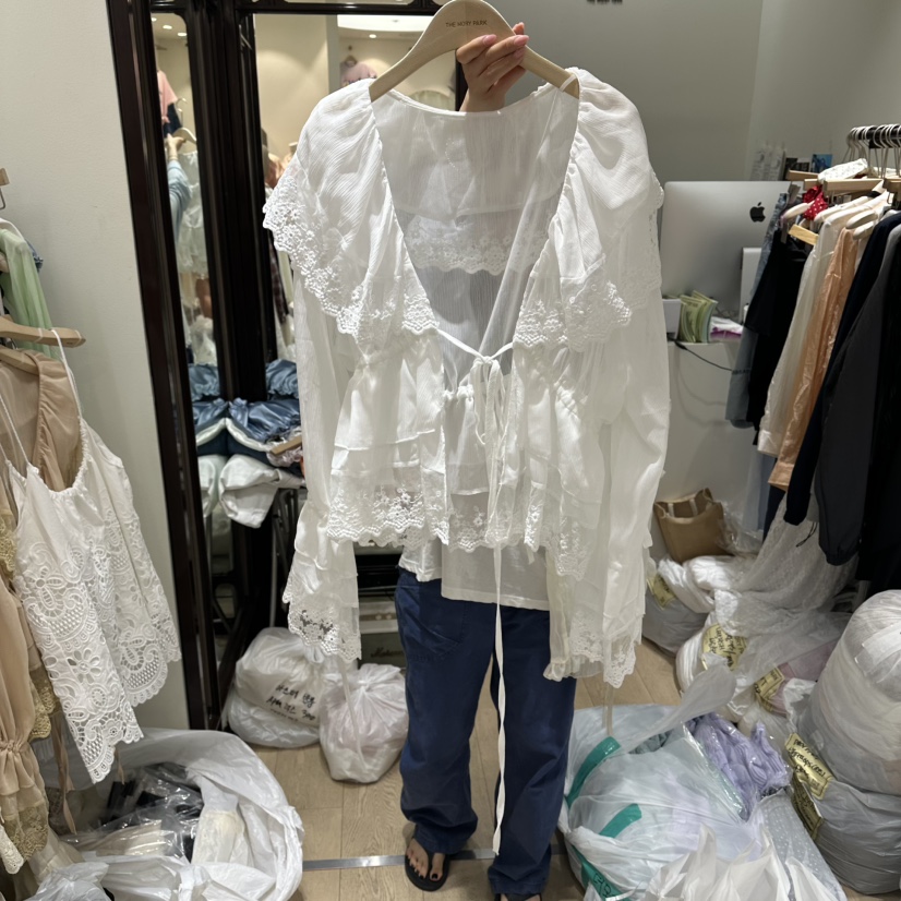 THEMORYPARK韓國直郵女士新品熱賣26春夏時尚職業襯衫蕾絲衫THE MORY PARK襯衫/蕾絲衫圖色1
