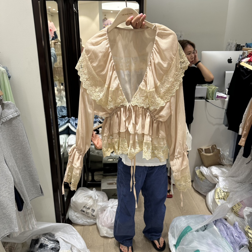 THEMORYPARK韓國直郵女士新品熱賣26春夏時尚職業襯衫蕾絲衫THE MORY PARK襯衫/蕾絲衫圖色2