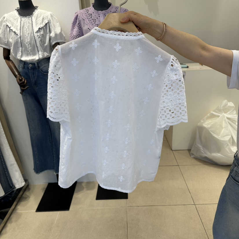 2nd B-S韓國代購女裝新品熱賣推薦26春夏襯衫蕾絲衫刺繡2nd B-S襯衫/蕾絲衫