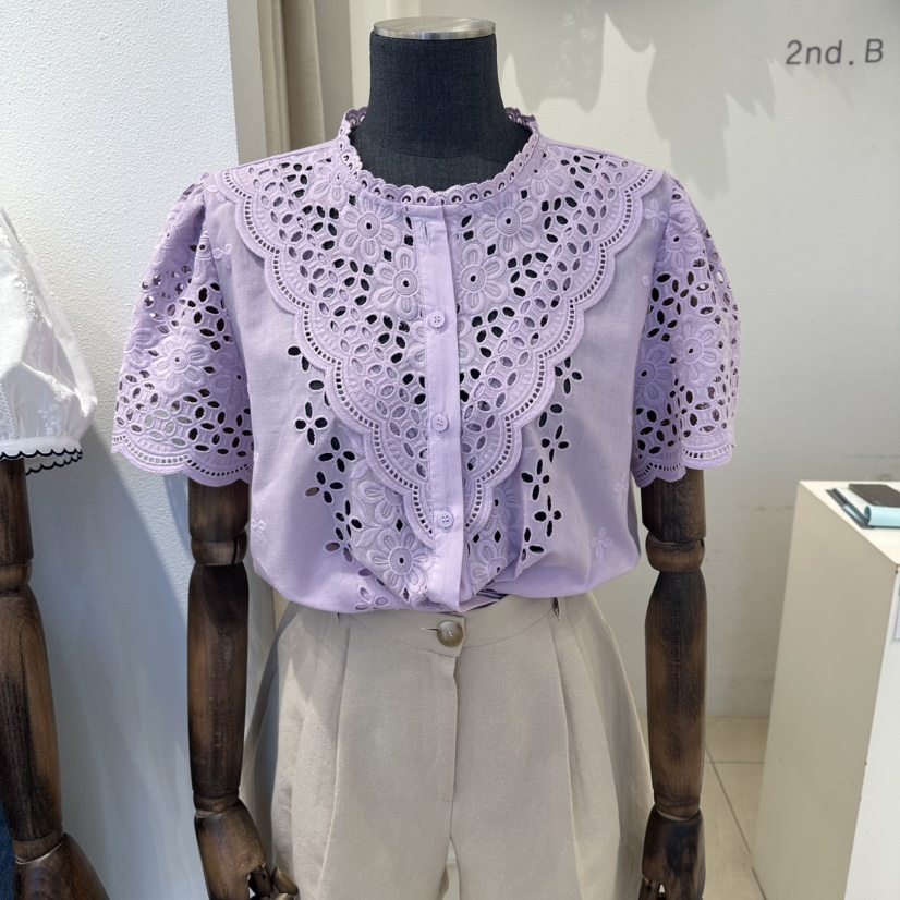 2nd B-S韓國代購女裝新品熱賣推薦26春夏襯衫蕾絲衫刺繡2nd B-S襯衫/蕾絲衫圖色1