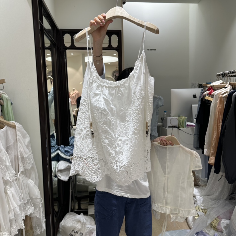 THEMORYPARK韓國代購女士新品休閑時尚推薦職業吊帶背心蕾絲THE MORY PARK吊帶/背心