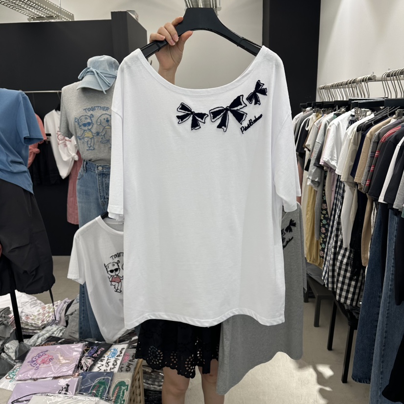 A.CES韓國東大門直郵女裝新款時尚職業推薦人氣26夏季T恤絲帶A.CEST恤圖色1