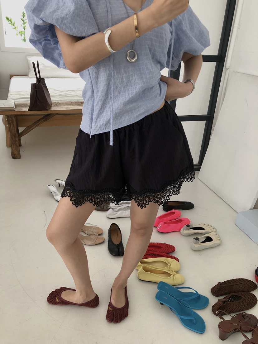 MADE-P韓國代購女裝新款推薦休閑時尚26春夏人氣短褲刺繡MADE-P短褲
