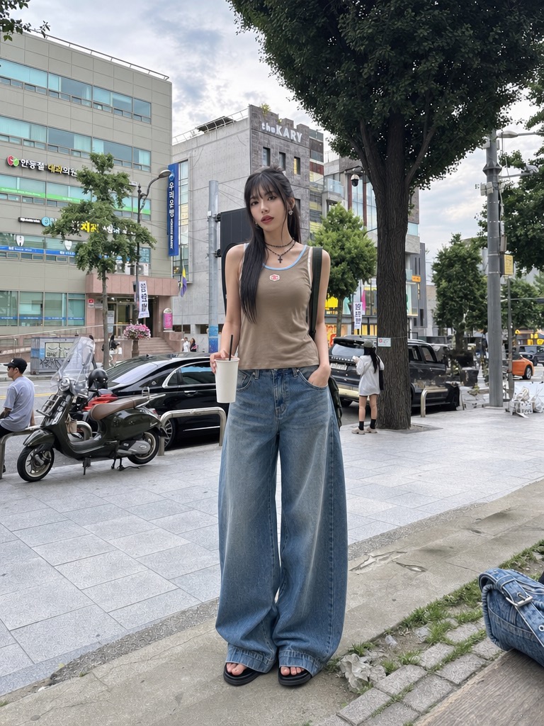 REIZ韓國東大門代購女士新款人氣職業休閑吊帶背心撞色無袖REIZ吊帶/背心