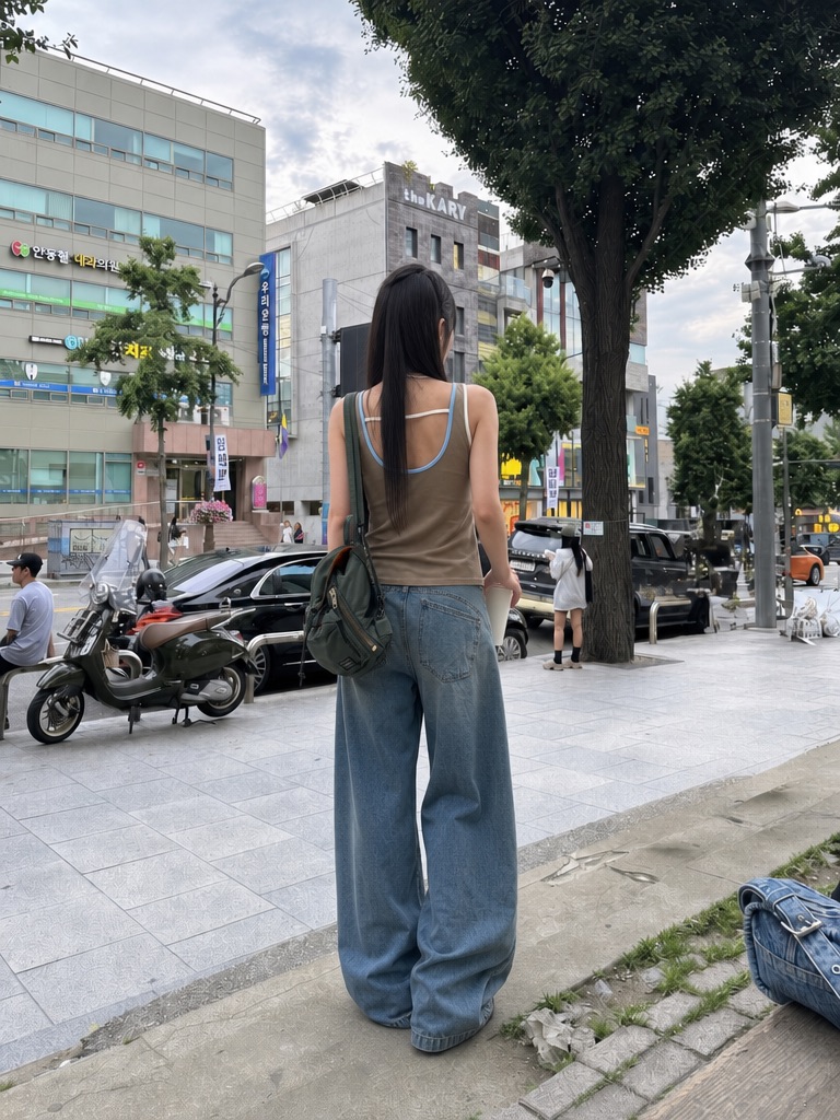 REIZ韓國東大門代購女士新款人氣職業休閑吊帶背心撞色無袖REIZ吊帶/背心