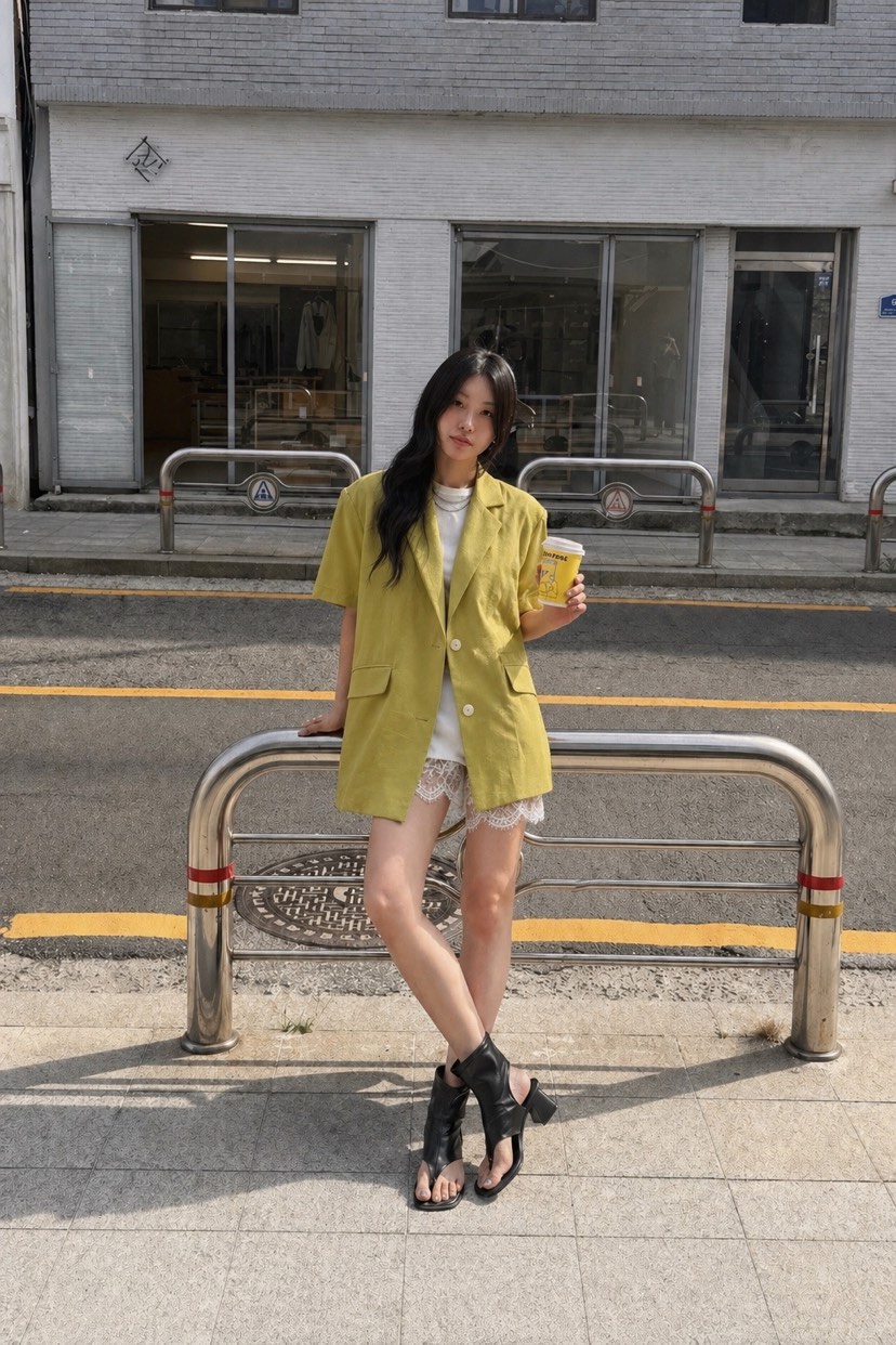 REIZ韓國代購女裝新品26夏季26春夏休閑時尚夾克含腰帶亞麻REIZ夾克