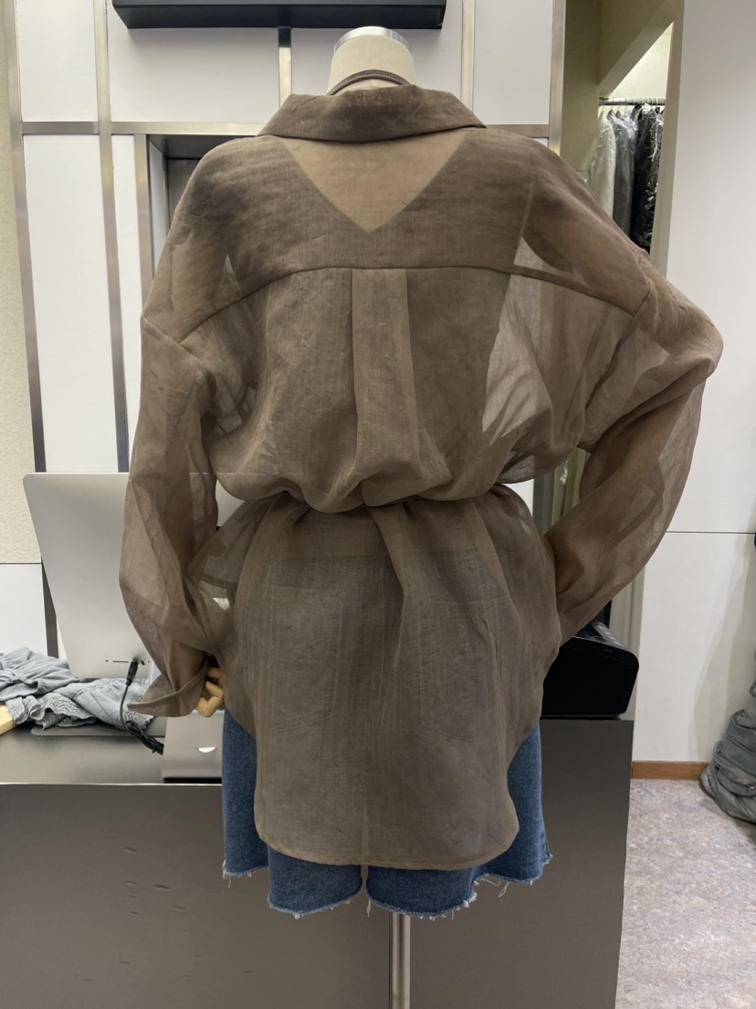 REIZ韓國直郵女裝新品26夏季26春夏休閑襯衫蕾絲衫含腰繩REIZ襯衫/蕾絲衫