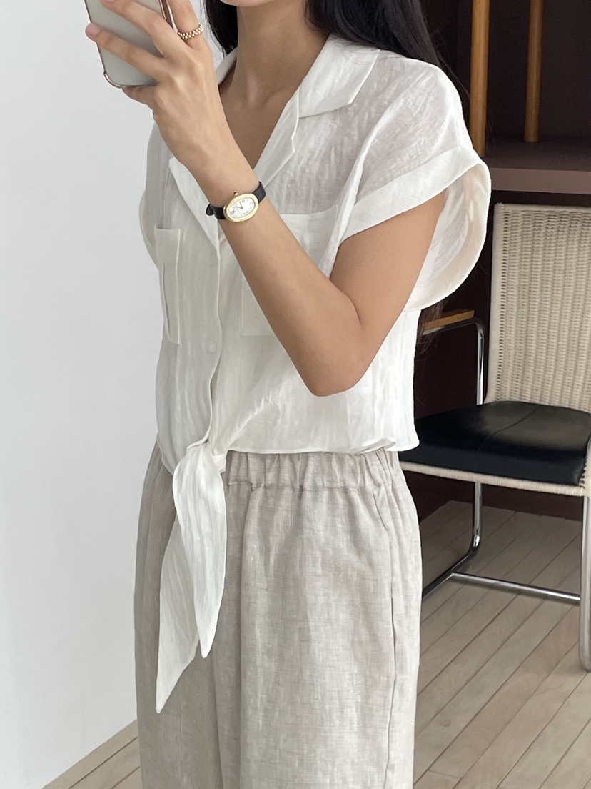 LE VASE韓國東大門代購女裝新品職業熱賣襯衫蕾絲衫口袋LE VASE襯衫/蕾絲衫