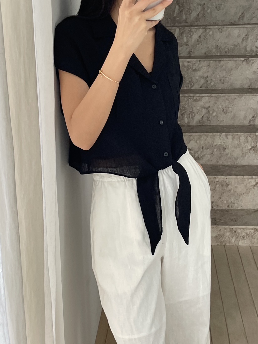 LE VASE韓國東大門代購女裝新品職業熱賣襯衫蕾絲衫口袋LE VASE襯衫/蕾絲衫