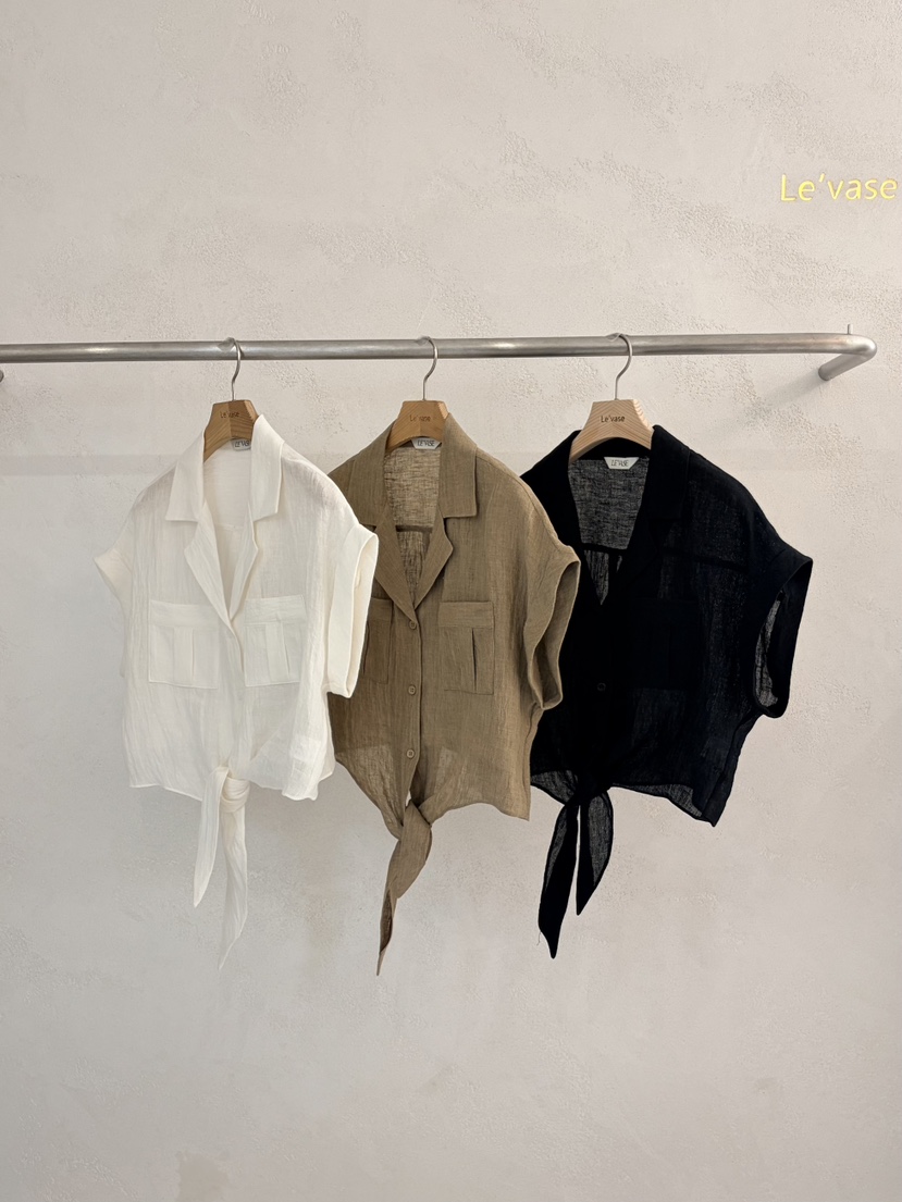 LE VASE韓國東大門代購女裝新品職業熱賣襯衫蕾絲衫口袋LE VASE襯衫/蕾絲衫
