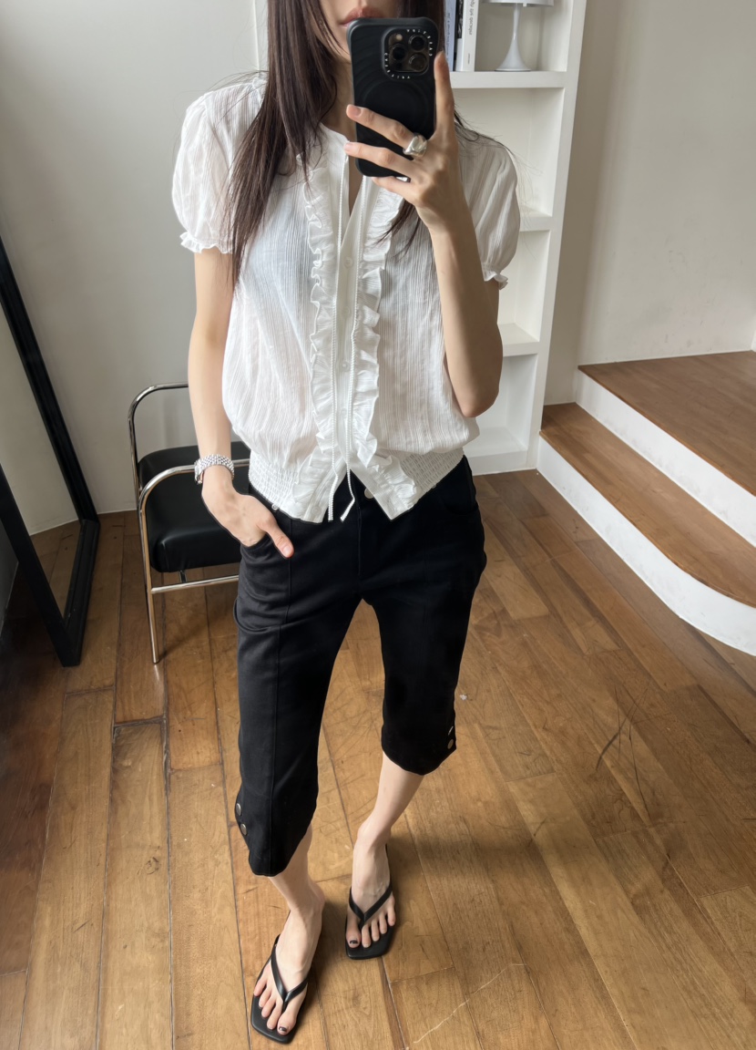NOVUS韓國代購女士新款26夏季職業26春夏人氣時尚襯衫蕾絲衫NOVUS襯衫/蕾絲衫