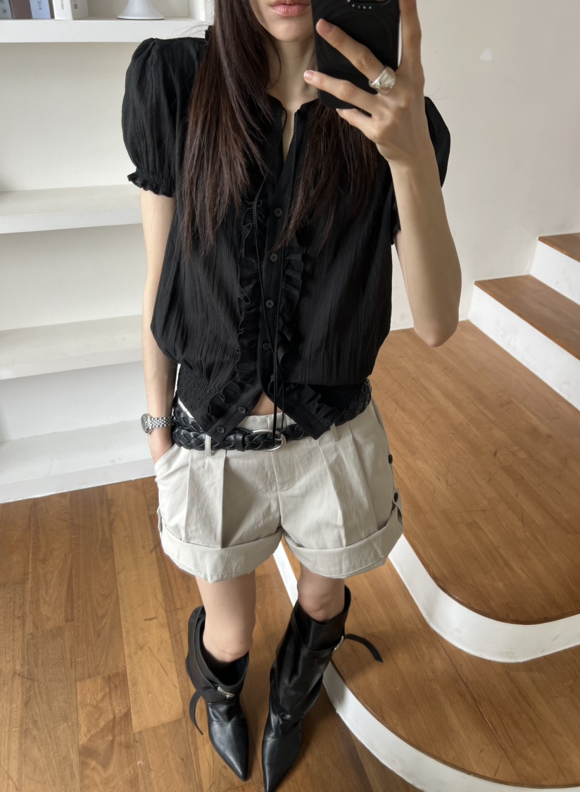 NOVUS韓國代購女士新款26夏季職業26春夏人氣時尚襯衫蕾絲衫NOVUS襯衫/蕾絲衫