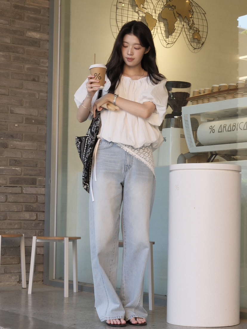 ERUME韓國直郵實拍女裝新品人氣推薦休閑26春夏襯衫蕾絲衫LERUME襯衫/蕾絲衫