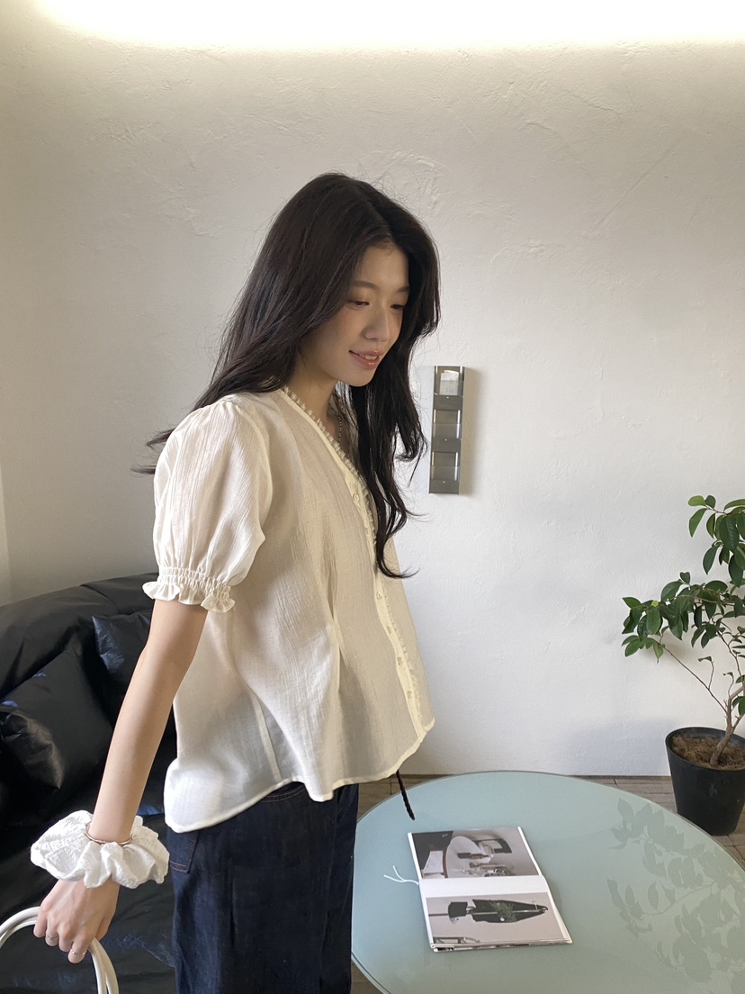 ERUME韓國代購女士新品人氣26春夏休閑推薦熱賣襯衫蕾絲衫LERUME襯衫/蕾絲衫