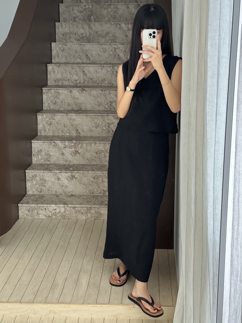 LE VASE韓國直郵女裝新款休閑職業時尚熱賣26夏季26春夏長裙LE VASE長裙