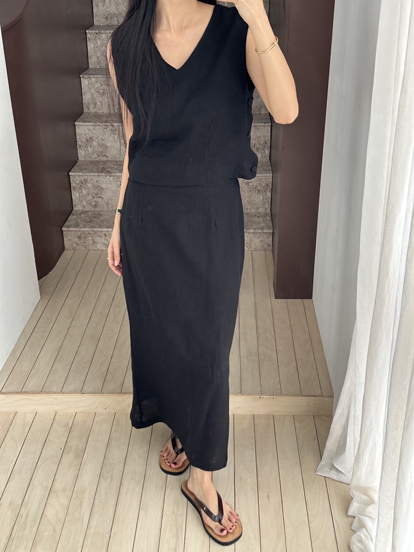 LE VASE韓國直郵女裝新款休閑職業時尚熱賣26夏季26春夏長裙LE VASE長裙